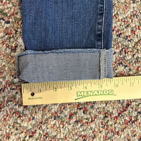 Paige Hoxton Blue Medium Wash Mid Rise Slim Crop Fray Hem Jeans Size 29 - Picture 15 of 15